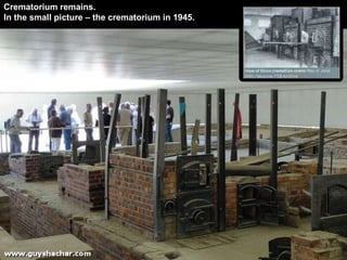 Crematorium remains. In the small picture – the crematorium in 1945.   
