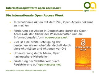 Vernetzung im Bereich Open Access - Berlin Open 2009