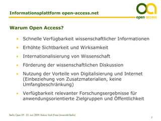 Vernetzung im Bereich Open Access - Berlin Open 2009