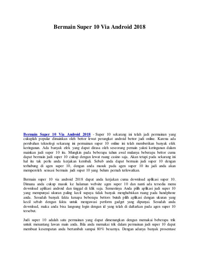 Bermain Super 10 Via Android 2018
Bermain Super 10 Via Android 2018 - Super 10 sekarang ini telah jadi permainan yang
cuku...