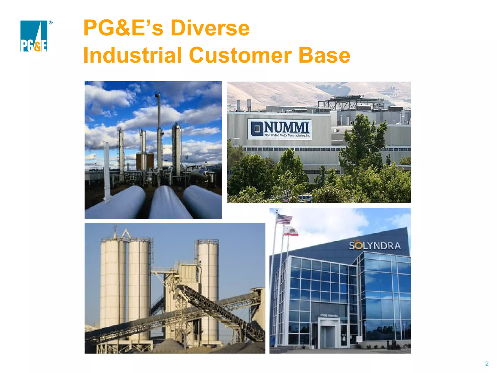 PG&E’s Diverse Industrial Customer Base