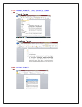 Lecc Formato de Texto - Tipo y Tamaño de Fuente
17ª

Tipo de Fuente

Tamaño de Fuente

Lecc Formato de Texto
18 ª

 