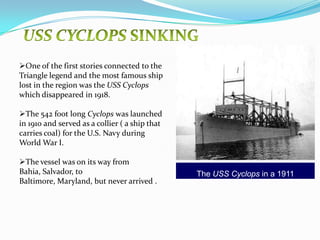 which is noted for a supposedly high incidence of unexplained disappearances of ships and aircraft. 