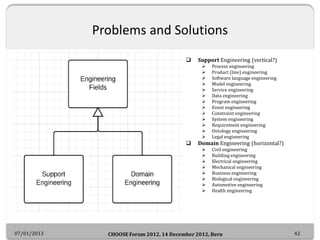 Problems and Solutions
                                               Support Engineering (vertical?)
                    ...