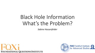 Black Hole Information
What’s the Problem?
Sabine Hossenfelder
 