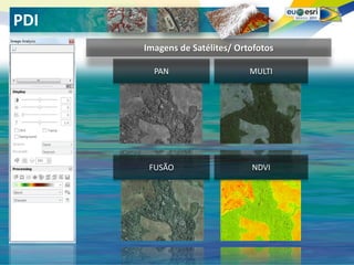Seu logo aqui!
PDI
      Imagens de Satélites/ Ortofotos

        PAN                      MULTI




       FUSÃO                      NDVI
 