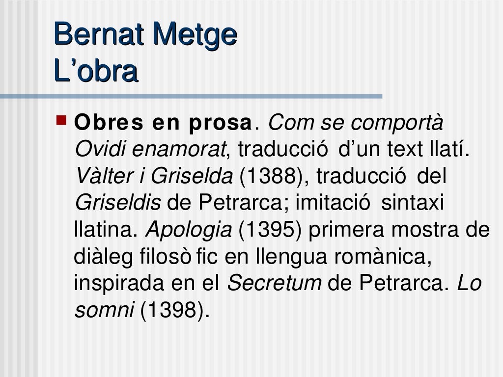 Bernat Metge Bernat Metge