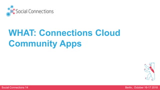 Social Connections 14 Berlin, October 16-17 2018
WHAT: Connections Cloud
Community Apps
 
