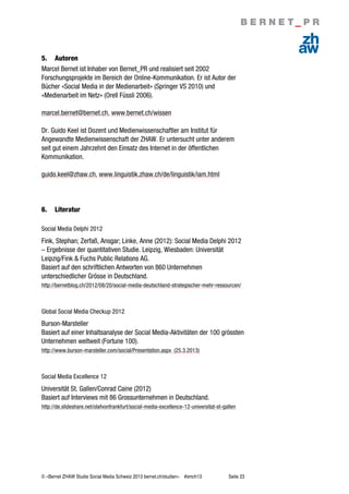 © «Bernet ZHAW Studie Social Media Schweiz 2013 bernet.ch/studien» #smch13 Seite 23
5. Autoren
Marcel Bernet ist Inhaber v...