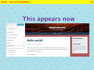 VA 2015 - HOW TO USE WORDPRESS 138
This appears now
 
