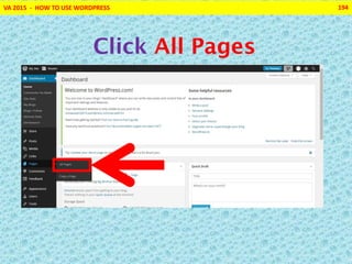 VA 2015 - HOW TO USE WORDPRESS 194
Click All Pages
 