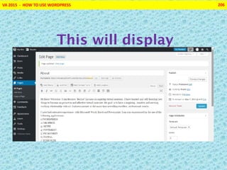 VA 2015 - HOW TO USE WORDPRESS 206
This will display
 