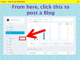 VA 2015 - HOW TO USE WORDPRESS 213
From here, click this to
post a Blog
 