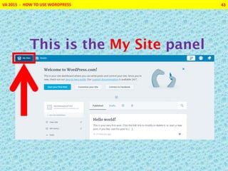 VA 2015 - HOW TO USE WORDPRESS 43
This is the My Site panel
 