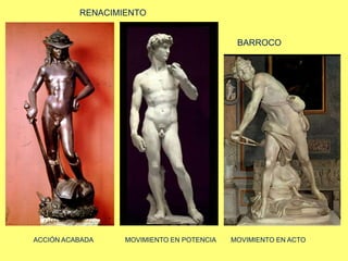 ACCIÓN ACABADA MOVIMIENTO EN POTENCIA MOVIMIENTO EN ACTO
RENACIMIENTO
BARROCO
 