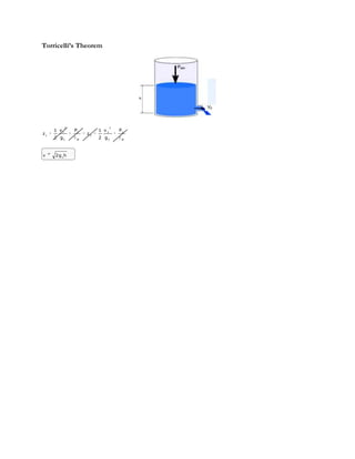 Torricelli’s Theorem




            2                    2
     1 v1       P1        1 v2       P2
z1                   z2
     2 gC        W
                          2 gC        W




v    2 g oh
 