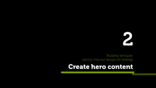 Create hero content
Building ‘tent pole’
activity into our always on strategy
2
 