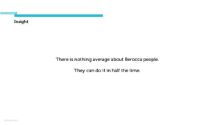 © Orchard 2015
Insight
There is nothing average about Berocca people.
They can do it in half the time.
 