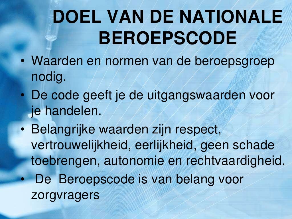 Beroepscode verpleegkundigen