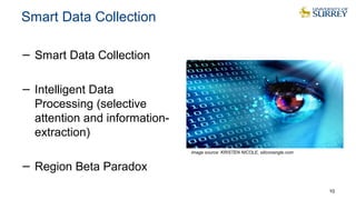 Smart Data Collection
− Smart Data Collection
− Intelligent Data
Processing (selective
attention and information-
extraction)
− Region Beta Paradox
10
image source: KRISTEN NICOLE, siliconangle.com
 