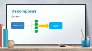 Dekomposisi
Contoh
MASALAH SOLUSI
 