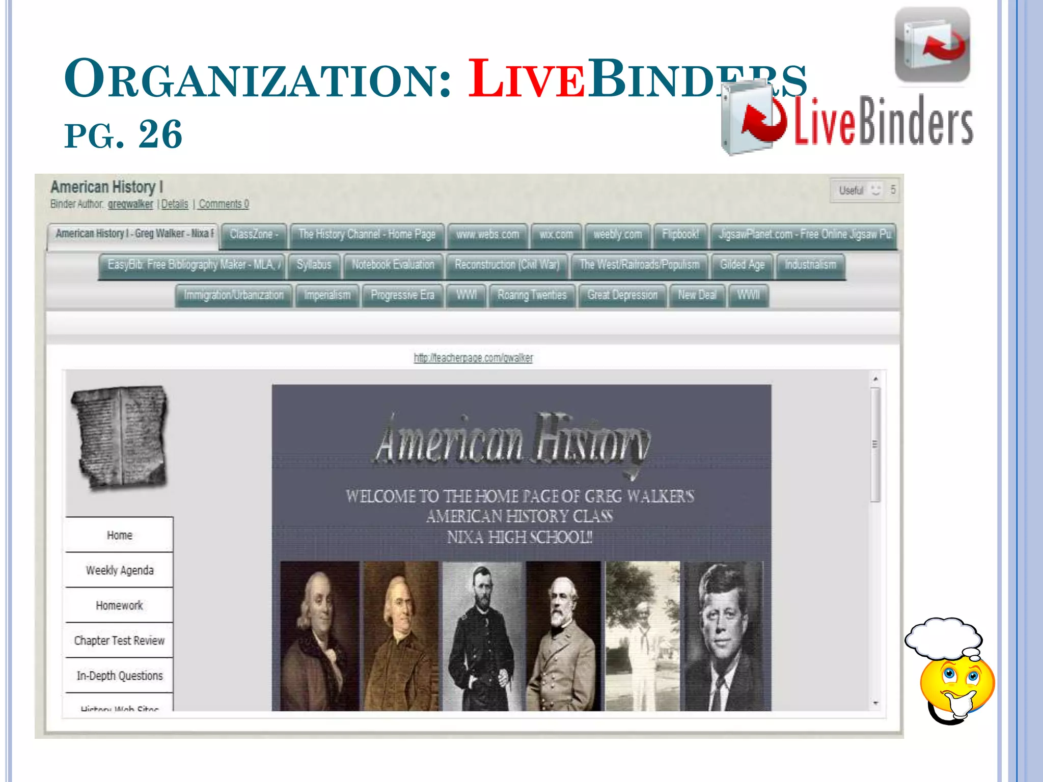 ORGANIZATION: LIVEBINDERS
PG.   26
 