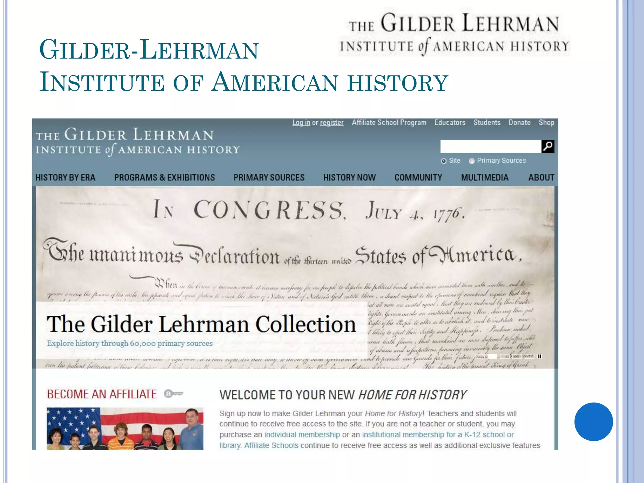 GILDER-LEHRMAN
INSTITUTE OF AMERICAN HISTORY
 