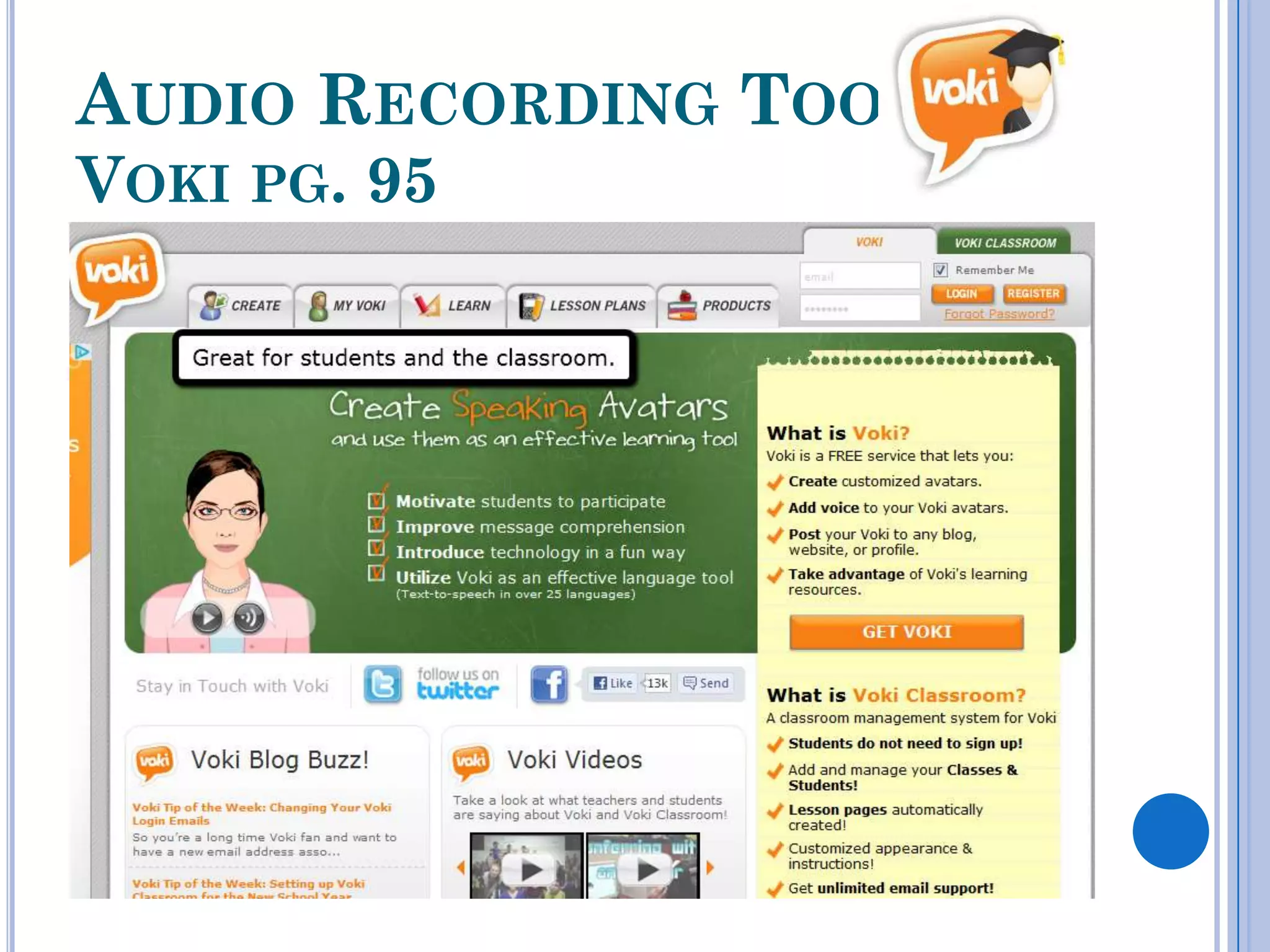 AUDIO RECORDING TOOLS
VOKI PG. 95
 