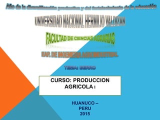 CURSO: PRODUCCION
AGRICOLA I
HUANUCO –
PERU
2015
 