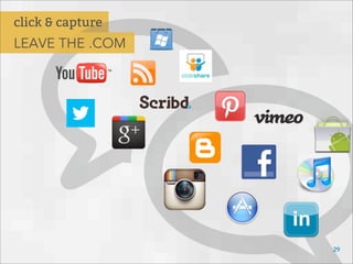 29
click & capture
LEAVE THE .COM
 