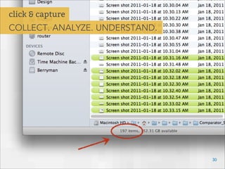 30
click & capture
COLLECT. ANALYZE. UNDERSTAND.
 