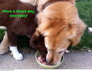 Have a Great day,
      everyday!




                            Have A Great Day, Everyday!




                                                          Picture belongs to Walker Berry

Monday, February 18, 2013
 