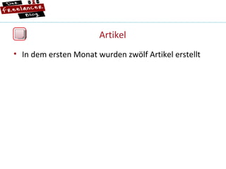 Artikel In dem ersten Monat wurden zwölf Artikel erstellt 