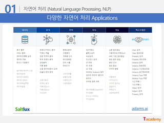 다양한 자연어 처리 Applications
adams.ai
 