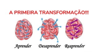 Aprender Desaprender Reaprender
A PRIMEIRA TRANSFORMAÇÃO!!!
 