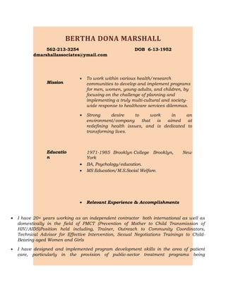 Bertha Dona Marshall Mh