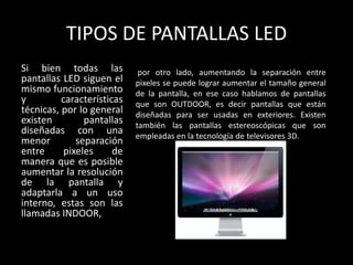 Tipos de pantallas LED: usos, características