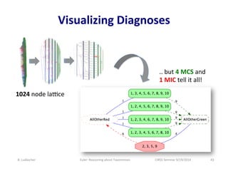 Visualizing 
Diagnoses 
.. 
but 
4 
MCS 
and 
1 
MIC 
tell 
it 
all! 
1024 
node 
lauce 
B. 
Ludäscher 
Euler: 
Reasoning ...
