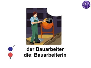 der Bauarbeiter die  Bauarbeiterin 