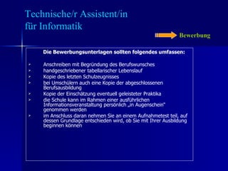 Der Beruf des Technischen Assistenten für Informatik | PPT