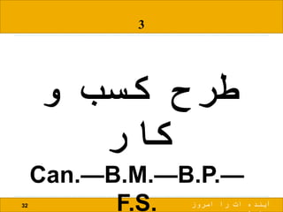 3
‫و‬ ‫کسب‬ ‫طرح‬
‫کار‬
Can.—B.M.—B.P.—
F.S.32 ‫امروز‬ ‫را‬ ‫ات‬ ‫آینده‬
 