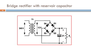 Bridge rectifier with reservoir capacitor
46
 