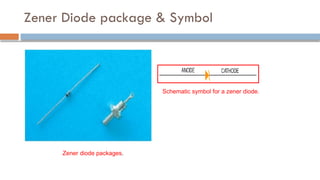 Zener Diode package & Symbol
Zener diode packages.
Schematic symbol for a zener diode.
 
