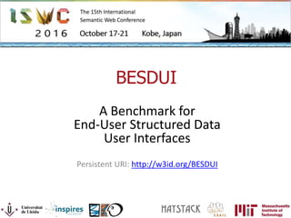 BESDUI
A Benchmark for
End-User Structured Data
User Interfaces
Persistent URI: http://w3id.org/BESDUI
 