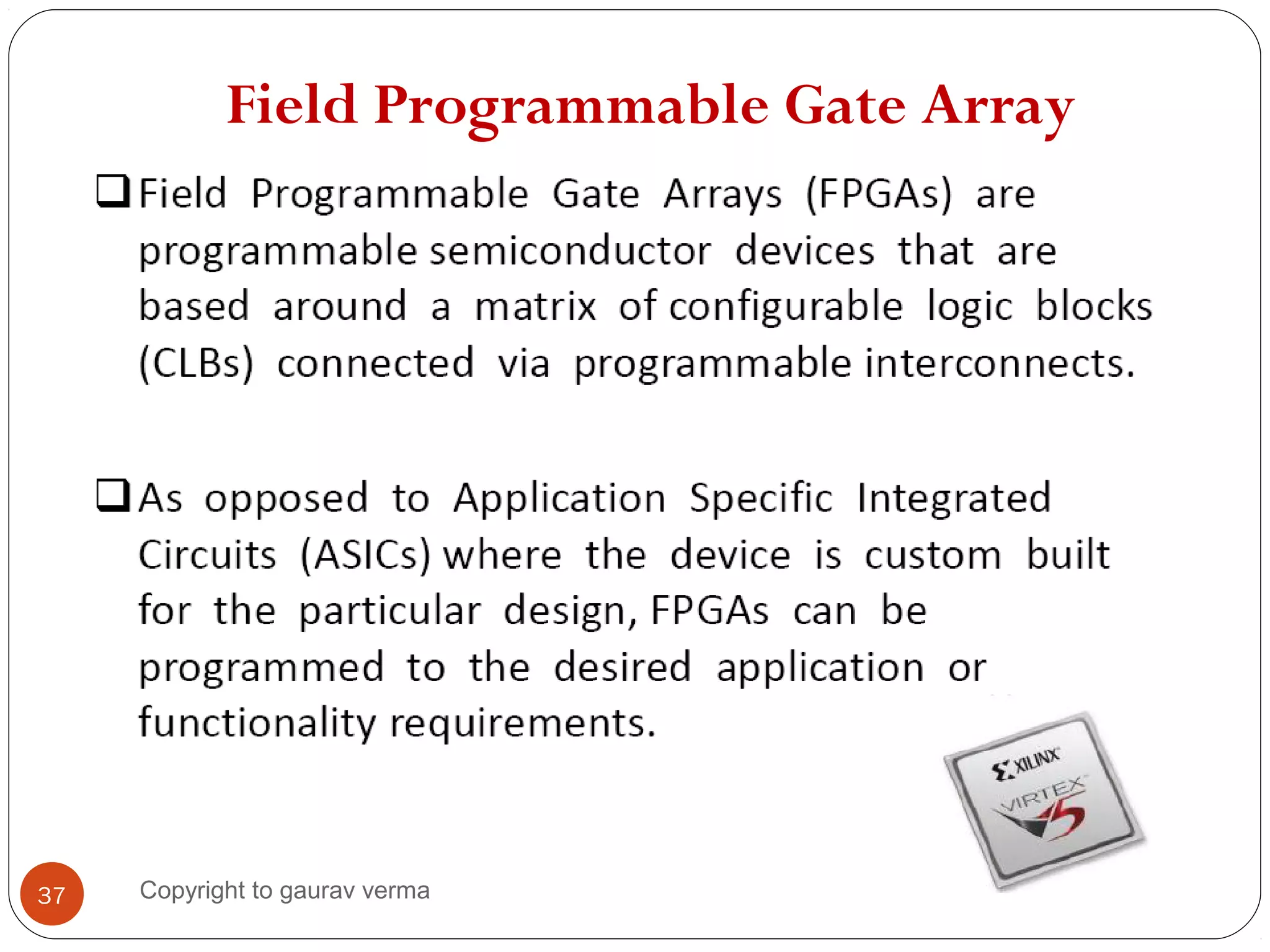 Field Programmable Gate Array
37 Copyright to gaurav verma
 