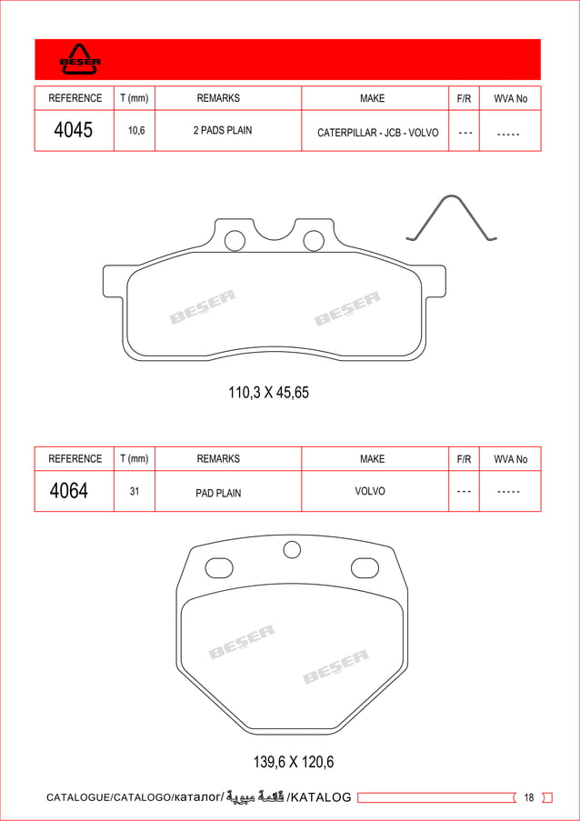Industrial brake pads catalogue 20162017