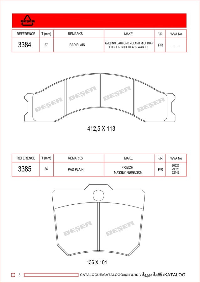 Industrial brake pads catalogue 20162017