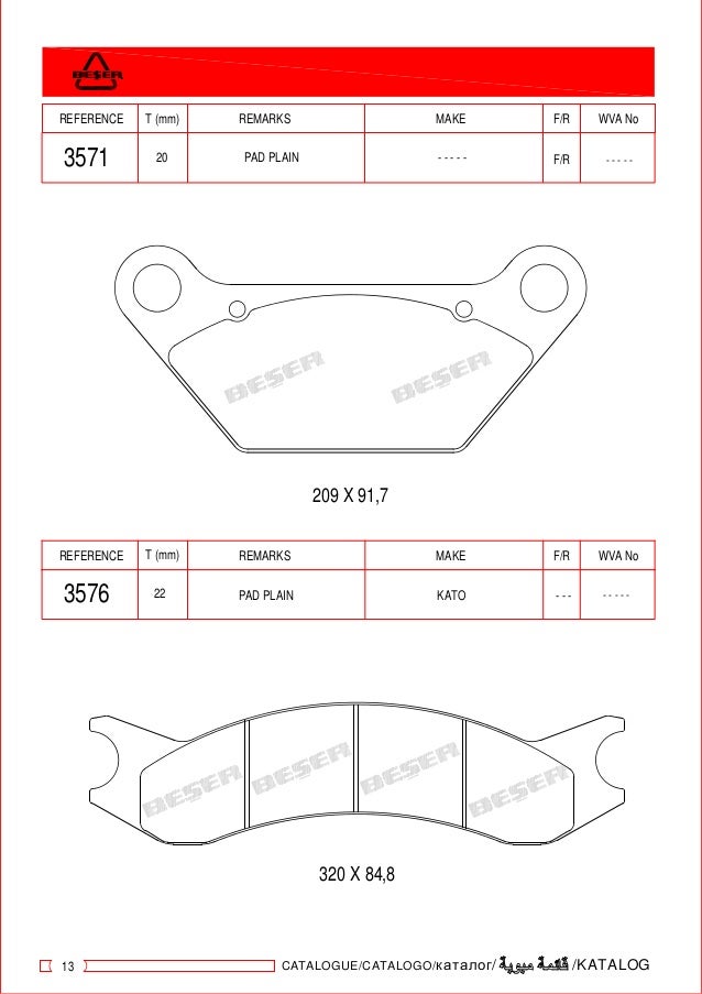 Industrial brake pads catalogue 20162017