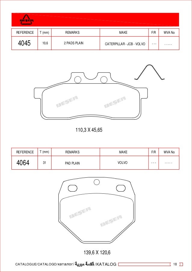 Industrial brake pads catalogue 20162017