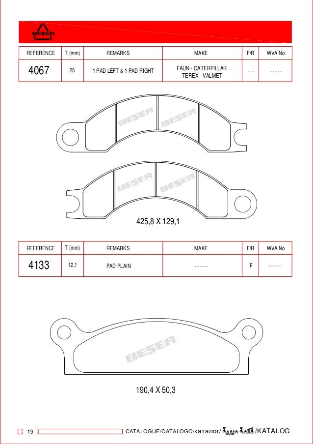 Industrial brake pads catalogue 20162017